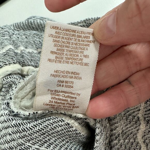 Free People Casual Cream & Black Tweed Stripe Crop Trouser Pants Tie Belt 2 - Picture 8 of 12